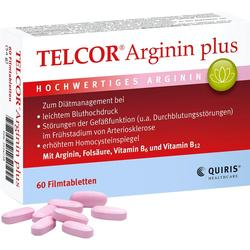 Verpackung von Arginin-Tabletten zur Unterstützung bei Blutdruck und Gefäßfunktionen.