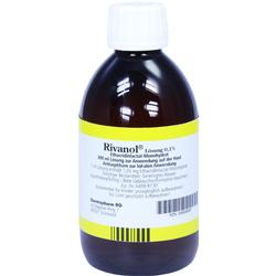 Braune Flasche Rivanol-Lösung 0,1% zur Hautdesinfektion.