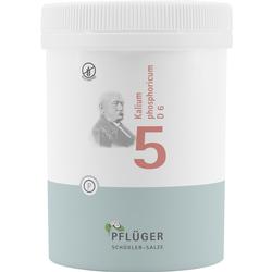 Eine Dose mit der Aufschrift "Kalium phosphoricum D6" und einer Abbildung eines älteren Mannes.