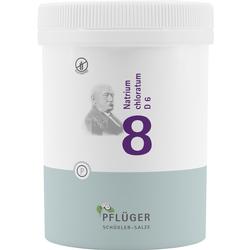 Weiße Dose mit der Aufschrift "Natrium chloratum D6 Schüßler-Salze 8 Glutenfrei".