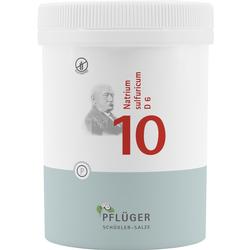 Weiße Dose mit der Aufschrift "Natrium sulfuricum D6" und großer roter Nummer 10.