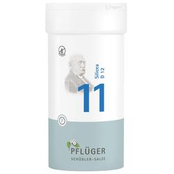 Weiße Verpackung von "Pflüger Schüßler-Salze" mit der Nummer 11 und Schrift "Silicea D12".
