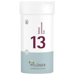 Eine weiße Dose mit der Nummer 13 und Aufschrift "Pflüger Schüßler-Salze".