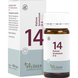 Eine Packung und ein Fläschchen mit dem homöopathischen Mittel "Kalium bromatum D6".
