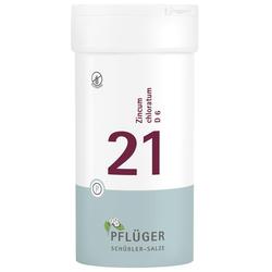 Eine weiße Dose mit der Aufschrift "21" und "Zincum chloratum D6".