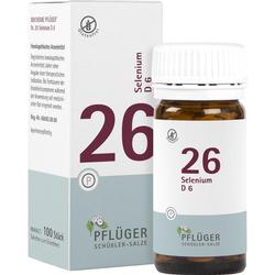 Braunes Tablettenfläschchen und Verpackung der Marke Pflüger mit der Nummer 26.