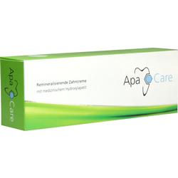 Eine Zahnpasta-Verpackung von ApaCare in Grün und Weiß.