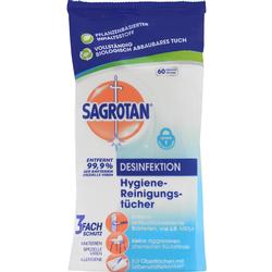 Packung Sagrotan Hygiene-Reinigungstücher zur Desinfektion von Oberflächen.