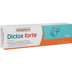 Eine Schachtel Diclox forte Gel zur Linderung von Schmerzen.